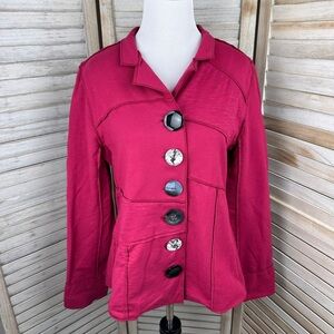 Neon Buddha Merritt Patchwork Cotton Artsy Boho Jacket Burgundy Size Small